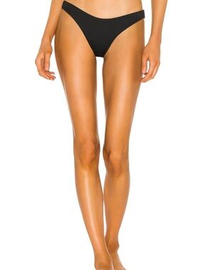 Beach Riot Black Ribbed island Bikini Bottom M